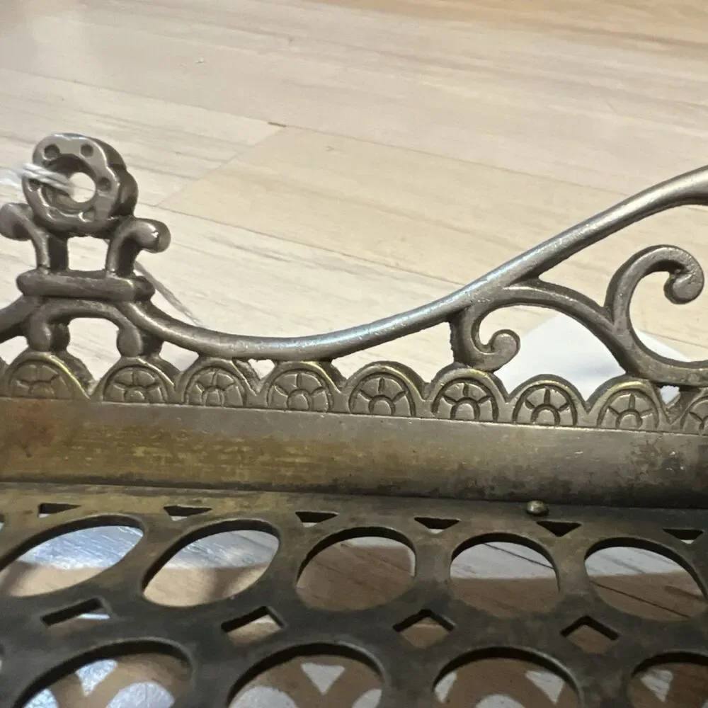 Antique Nickel over Brass Wall Held Tray Brass Color Circa 1900 Original